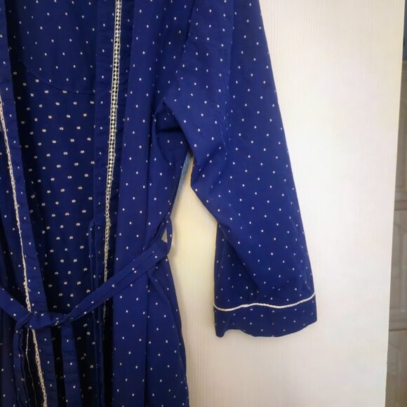 Eileen West blue polka dot short cotton robe Size L/XL - Picture 3 of 5